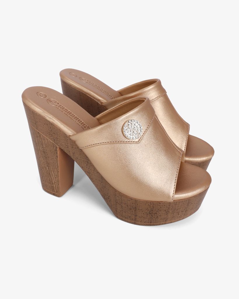 Dép Cao Gót Hạnh Dung Quai Bản Đắp HD12298AM