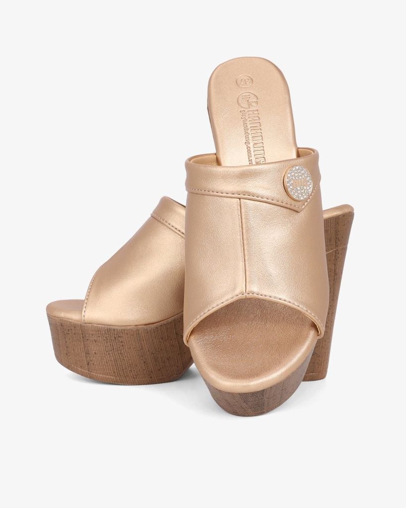 Dép Cao Gót Hạnh Dung Quai Bản Đắp HD12298AM