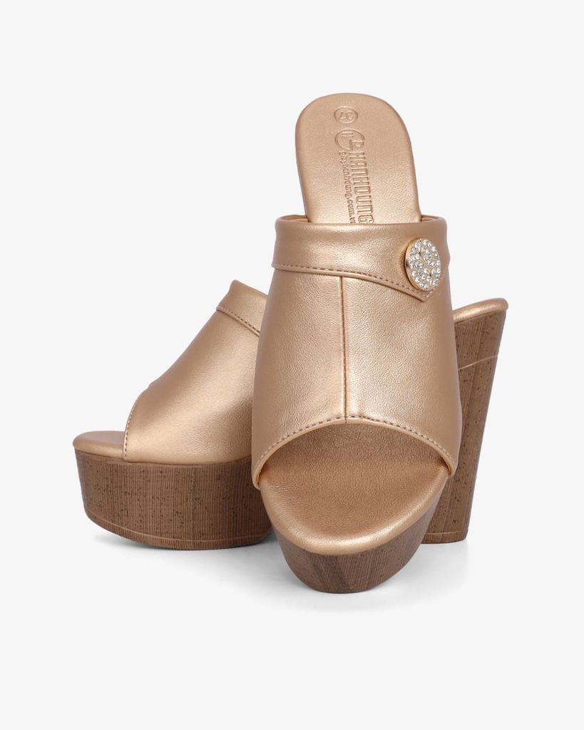 Dép Cao Gót Hạnh Dung Quai Bản Đắp HD12298AM