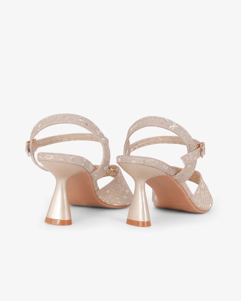 Sandal Hạnh Dung Cao Gót Quai Chéo Kim Tuyến Nơ HD29196AY