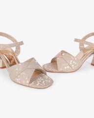 Sandal Hạnh Dung Cao Gót Quai Chéo Kim Tuyến Nơ HD29196AY