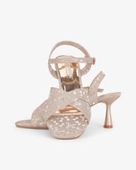 Sandal Hạnh Dung Cao Gót Quai Chéo Kim Tuyến Nơ HD29196AY