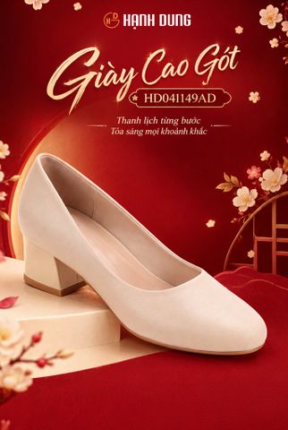 Giày Cao Gót Hạnh Dung Trơn Mũi Tròn HD041149AD