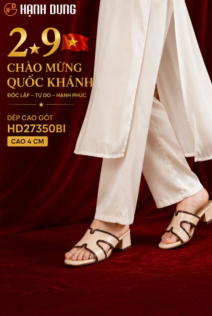 Dép Cao Gót Hạnh Dung Quai H HD27350BI