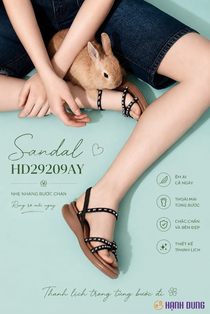 Sandal Đế Xẹp Hạnh Dung Quai Thắt Nút HD29209AY