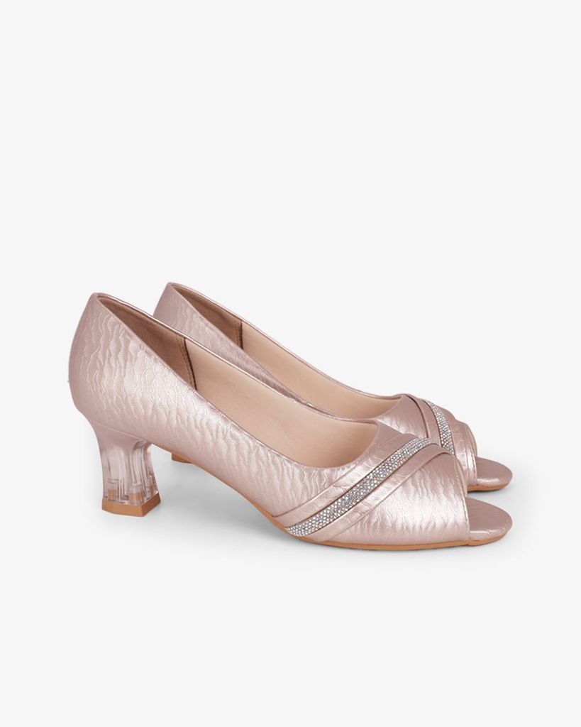 Giày Cao Gót Hạnh Dung Hở Mũi Xoàn Ngang HD041105AD