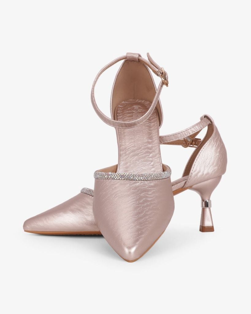 Giày Sandal Cao Gót Hạnh Dung Bít Mũi Quai Xoàn HD041107AD