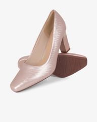 Giày Cao Gót Hạnh Dung Vân Lụa Mũi Vuông HD0668BA