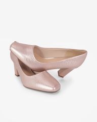 Giày Cao Gót Hạnh Dung Vân Lụa Mũi Vuông HD0668BA