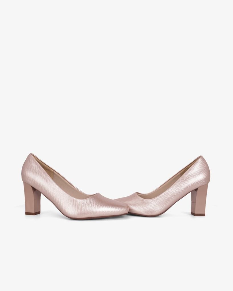 Giày Cao Gót Hạnh Dung Vân Lụa Mũi Vuông HD0668BA