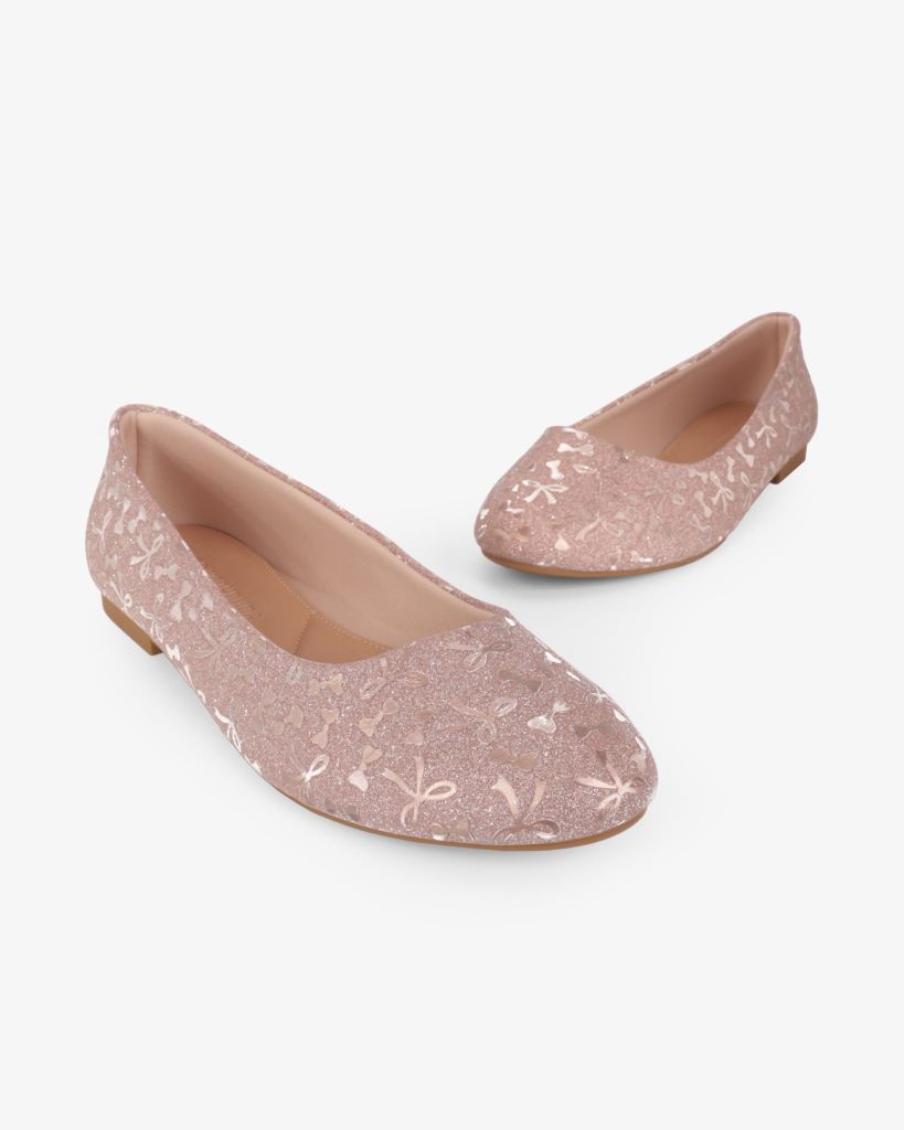 Giày Búp Bê Hạnh Dung Họa Tiết Nơ Giáng Sinh HD29202AY