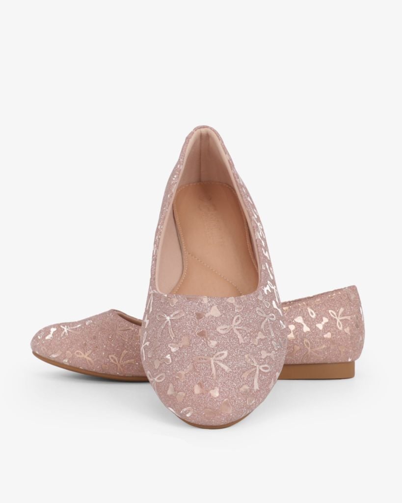 Giày Búp Bê Hạnh Dung Họa Tiết Nơ Giáng Sinh HD29202AY