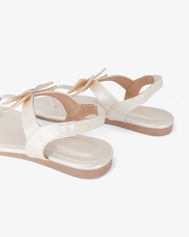 Sandal Xẹp Hạnh Dung Kẹp Nơ Đính Đá HD02245AB