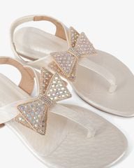 Sandal Xẹp Hạnh Dung Kẹp Nơ Đính Đá HD02245AB