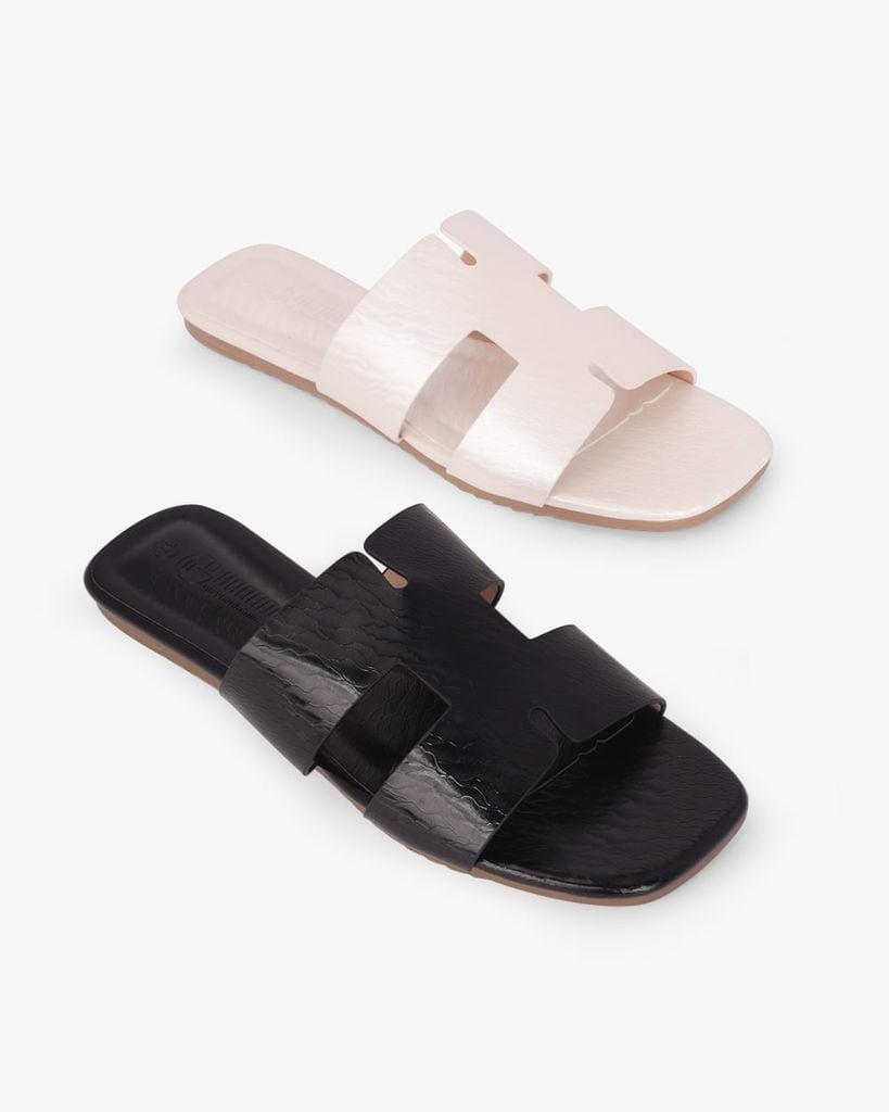 Dép Xẹp Hạnh Dung Quai Chữ H Vân Lụa HD02248AB