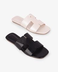 Dép Xẹp Hạnh Dung Quai Chữ H Vân Lụa HD02248AB