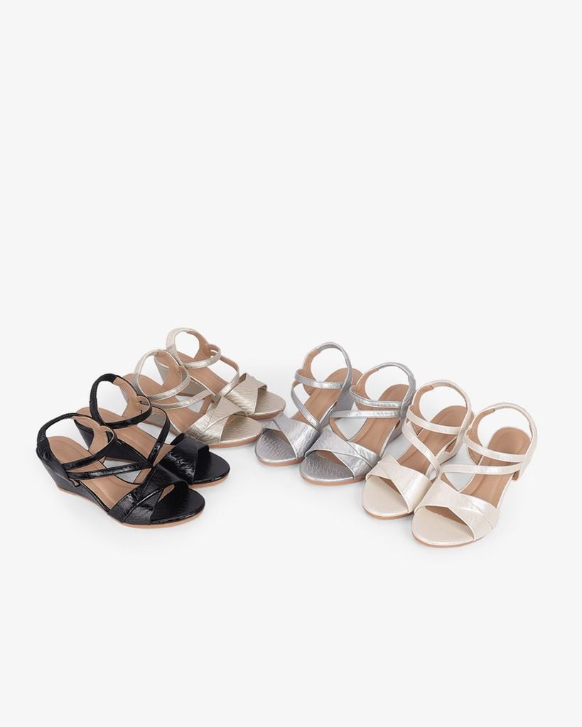 Sandal Đế Xuồng Hạnh Dung Quai Đắp Mảnh Chéo 6F HD02259AB