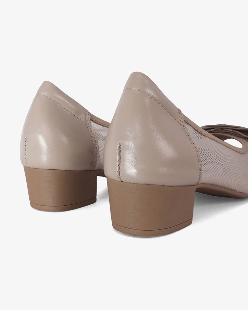 Giày Cao Gót Albee Hở Mũi Phối Lưới Gót Vuông HD0280TQ