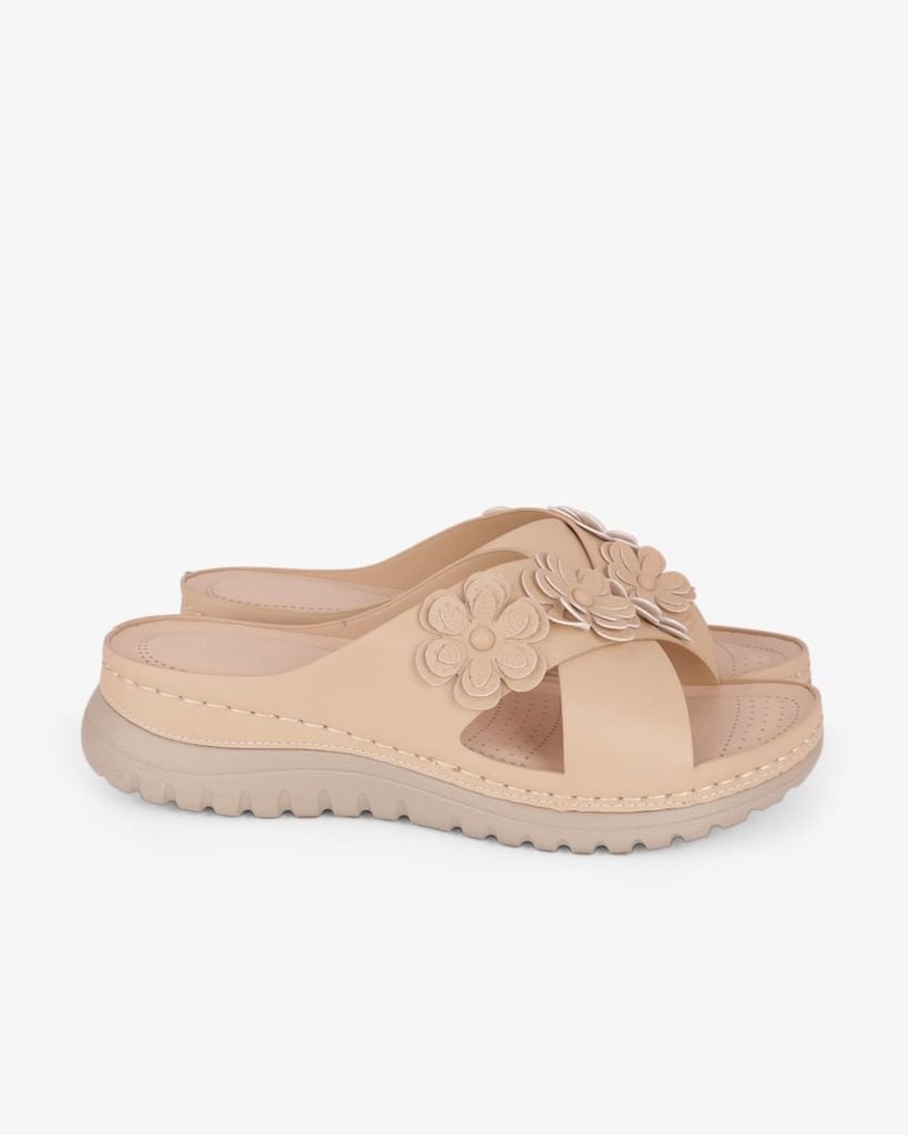 Dép Đế Xuồng Hạnh Dung Quai Đan Chéo Đính Hoa HD0327AC