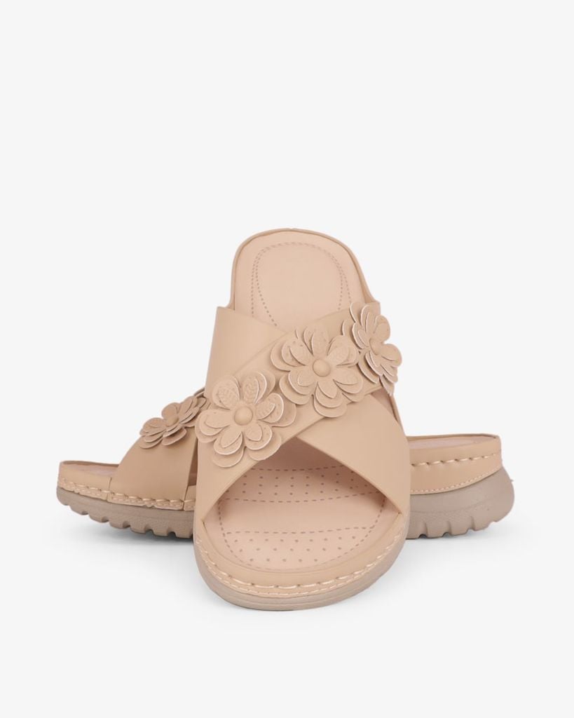 Dép Đế Xuồng Hạnh Dung Quai Đan Chéo Đính Hoa HD0327AC