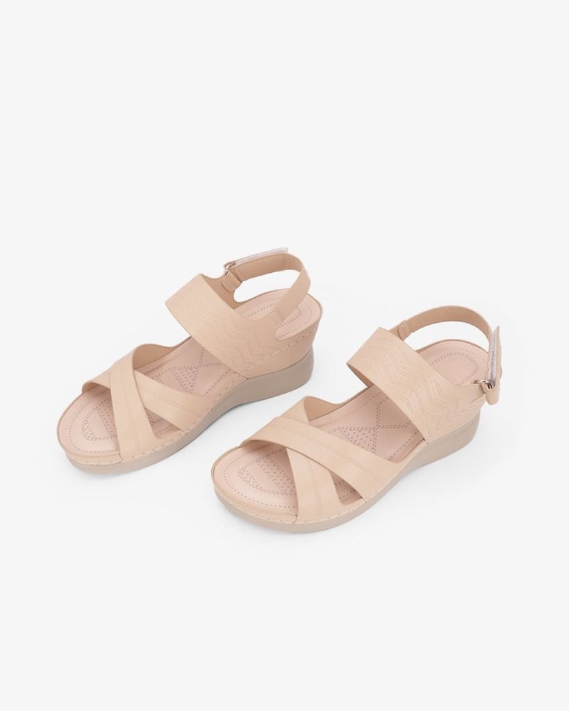 Sandal Đế Xuồng Hạnh Dung Quai Chéo Dập Vân HD0333AC