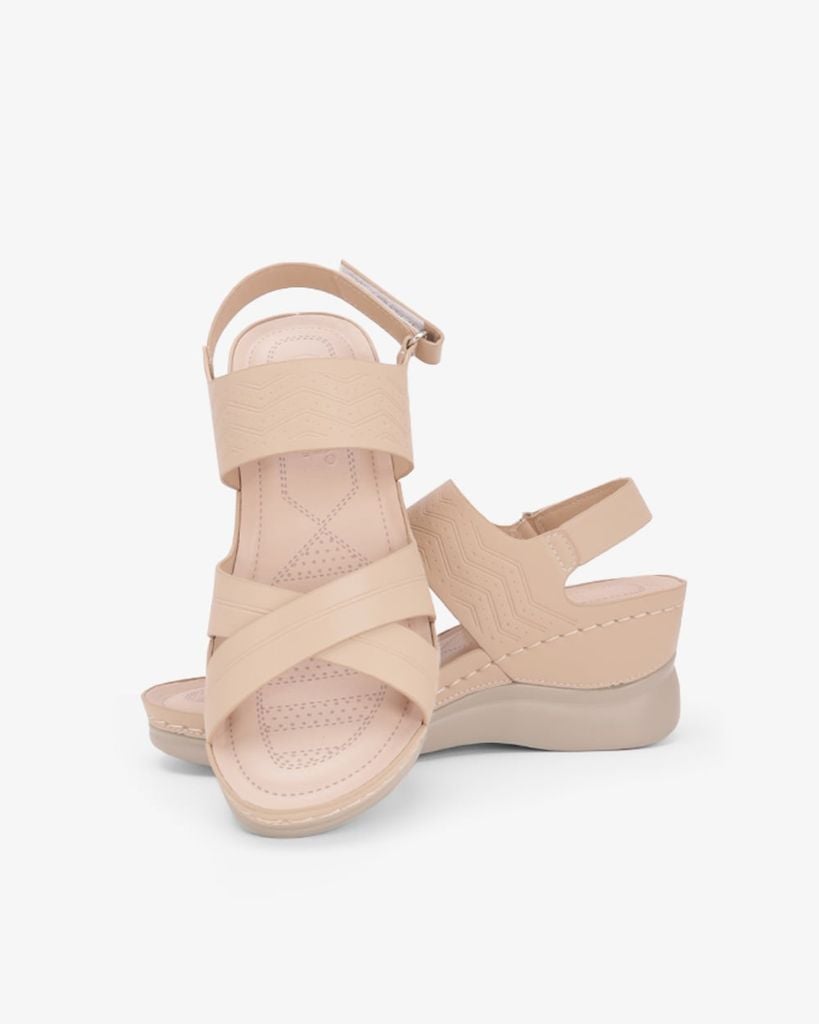 Sandal Đế Xuồng Hạnh Dung Quai Chéo Dập Vân HD0333AC