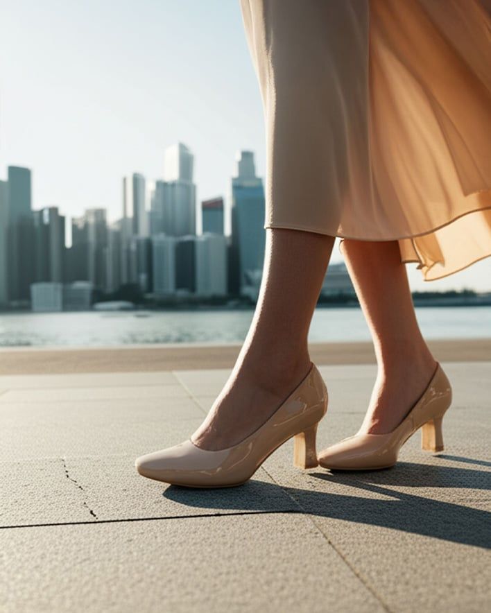 Giày Cao Gót Hạnh Dung Mũi Vuông Trơn HD041043AD