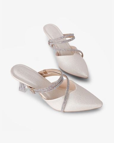 Giày Sandal Hạnh Dung “Quai Đôi Bản Mảnh Đính Đá HD041065AD