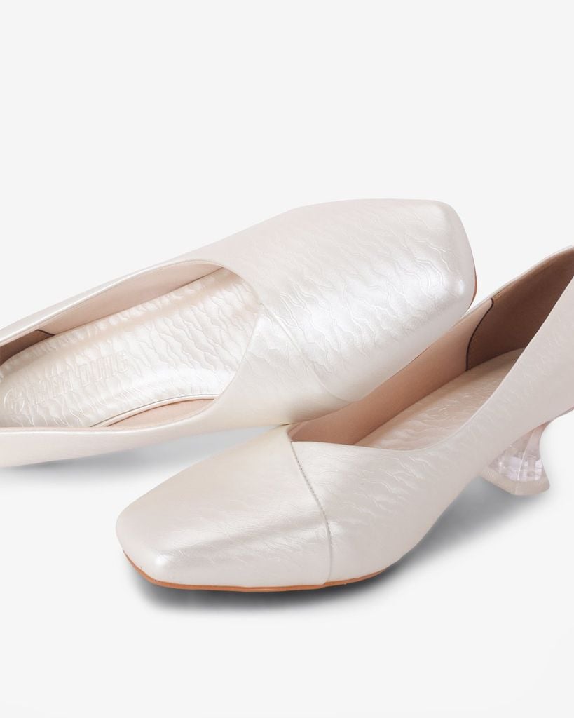 Giày Cao Gót Hạnh Dung Vân Đá Bản Đắp Mũi Vuông HD041067AD