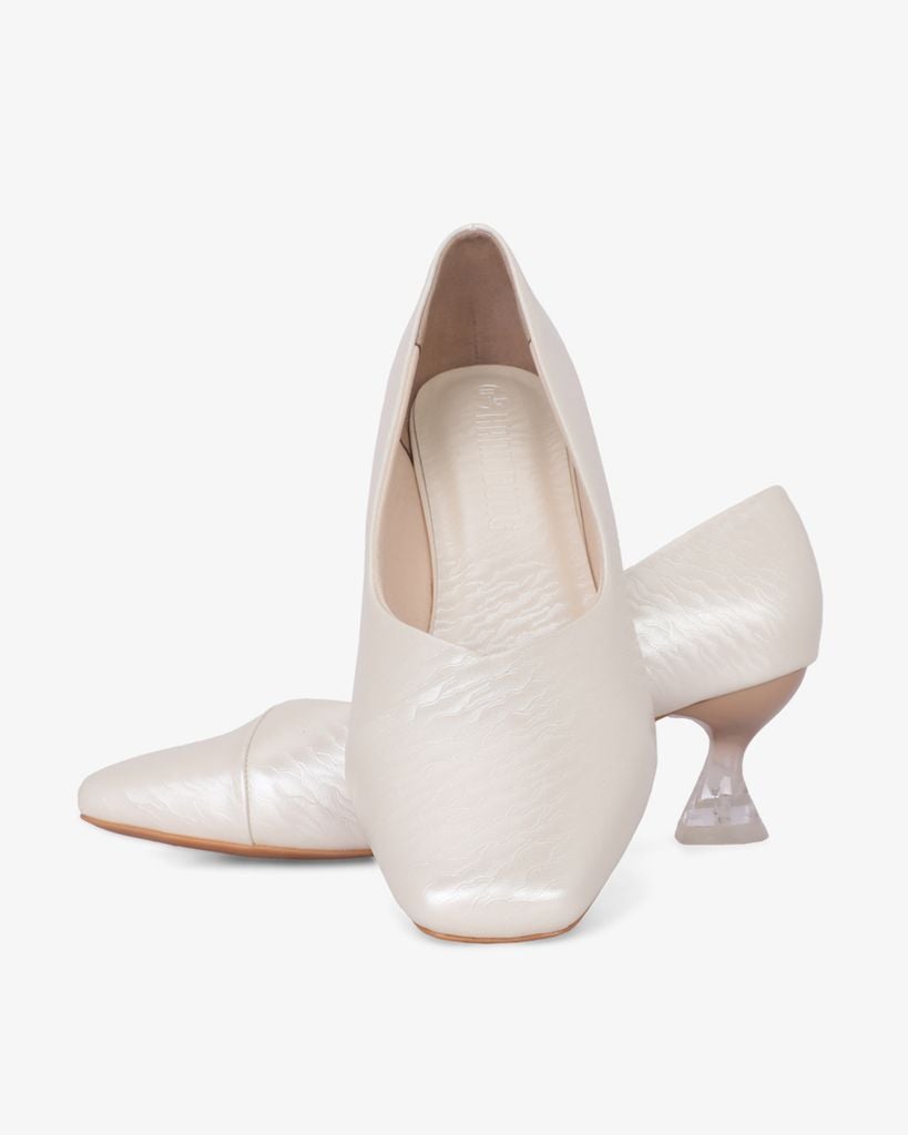 Giày Cao Gót Hạnh Dung Vân Đá Bản Đắp Mũi Vuông HD041067AD