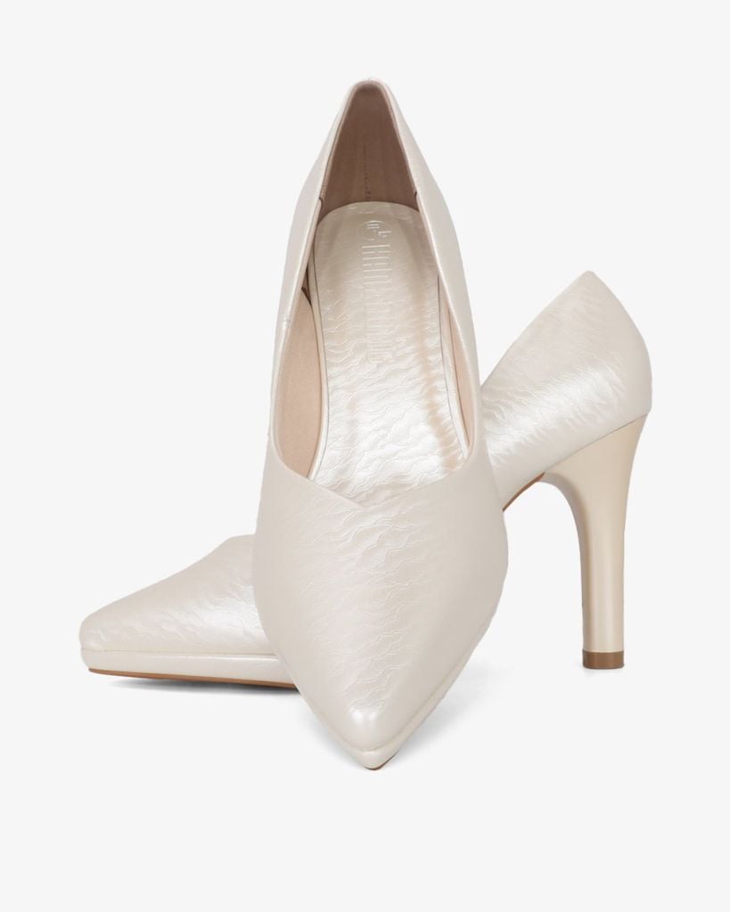 Giày Cao Gót Hạnh Dung Vân Đá Mũi Nhọn Cổ Tim HD041078AD