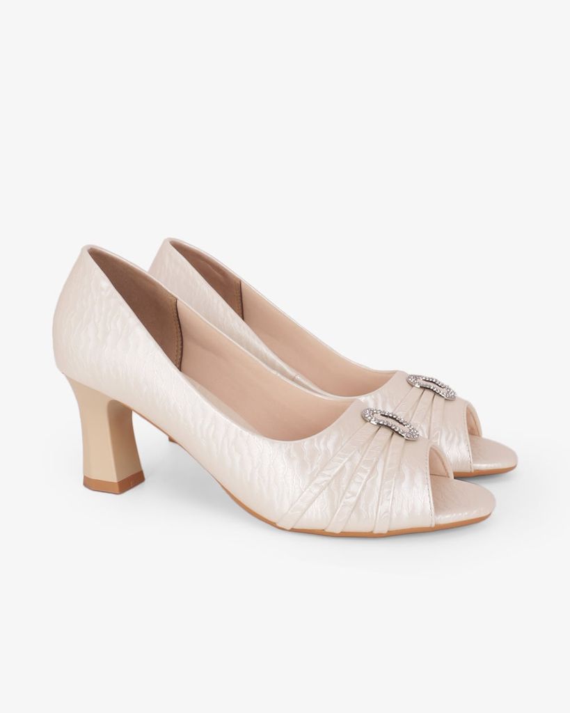 Giày Cao Gót Hạnh Dung Hở Mũi Xoàn Oval HD041106AD