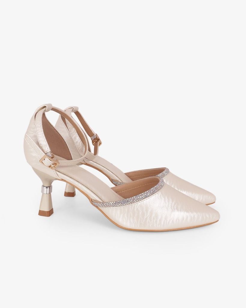 Giày Sandal Cao Gót Hạnh Dung Bít Mũi Quai Xoàn HD041107AD