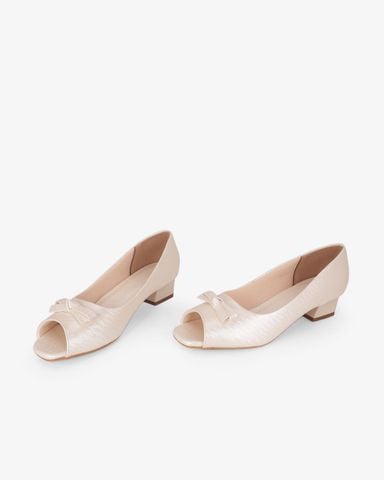 Giày Cao Gót Hạnh Dung Hở Mũi Dây Nơ HD041108AD