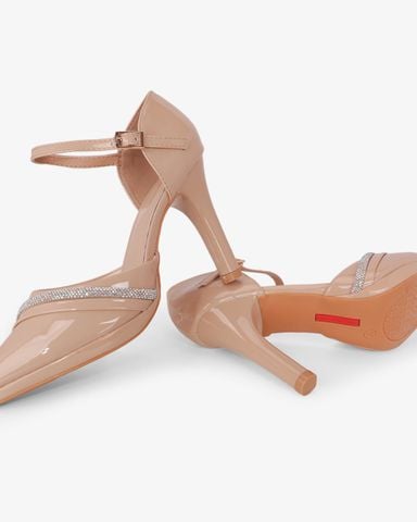 Giày Sandal Cao Gót Hạnh Dung Bít Mũi Xoàn Chéo HD041110AD