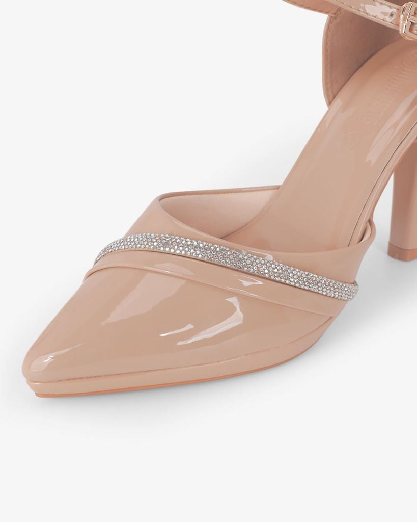 Giày Sandal Cao Gót Hạnh Dung Bít Mũi Xoàn Chéo HD041110AD