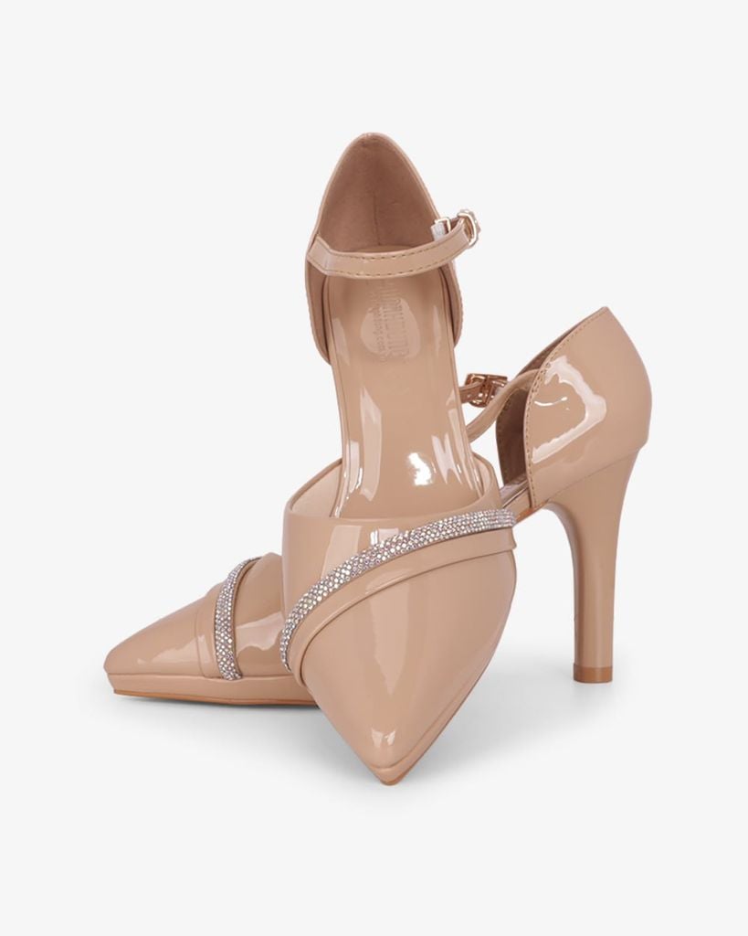 Giày Sandal Cao Gót Hạnh Dung Bít Mũi Xoàn Chéo HD041110AD