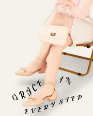 Giày Sandal Hạnh Dung Bít Mũi Nơ HD04949AD