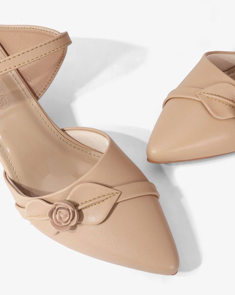 Dép Bít Mũi Hạnh Dung Nơ Hoa Gót Vân HD04986AD