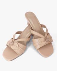 Dép Cao Gót Hạnh Dung Quai Nơ Hoa HD04987AD