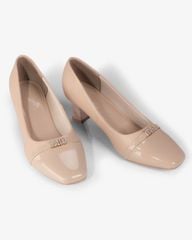 Giày Cao Gót Hạnh Dung Dây Khóa Phối Si Bóng HD04989AD