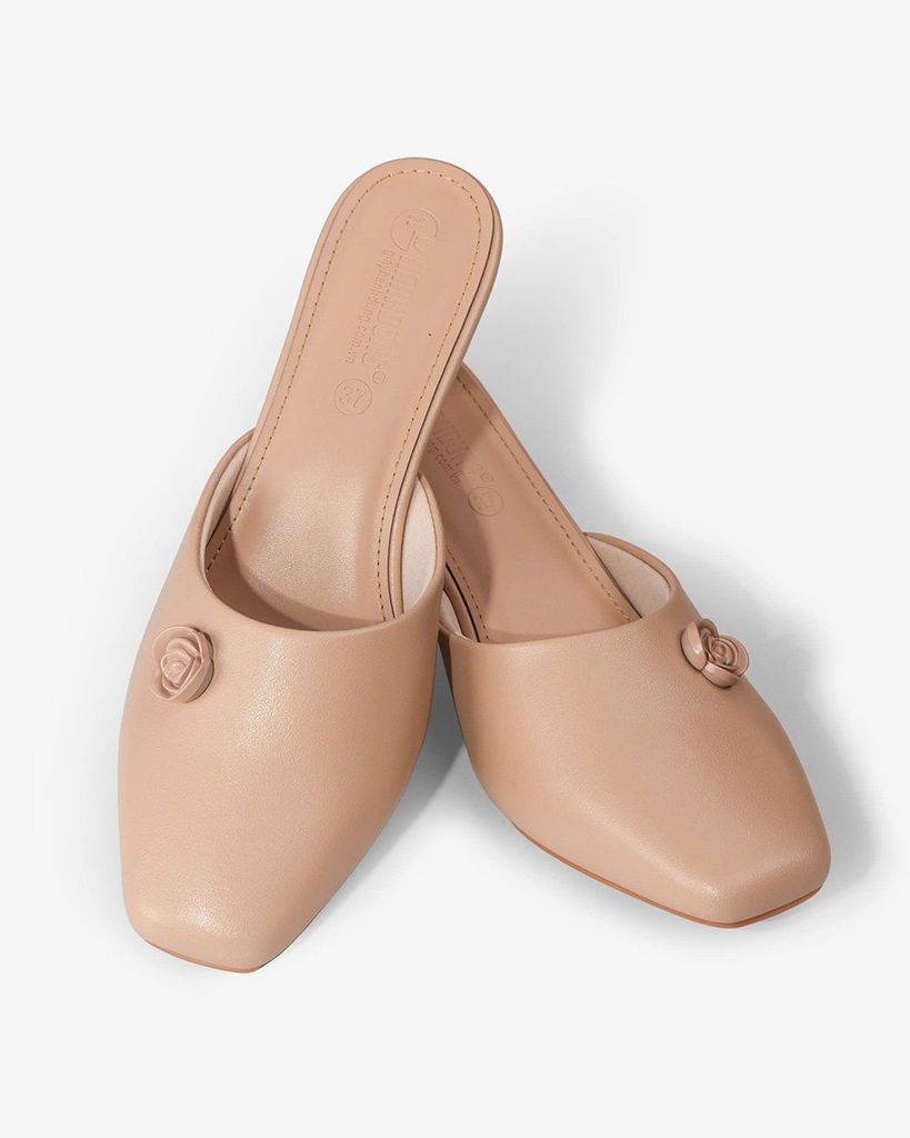 Dép Bít Mũi Hạnh Dung Mũi Vuông Hoa Hồng HD04995AD