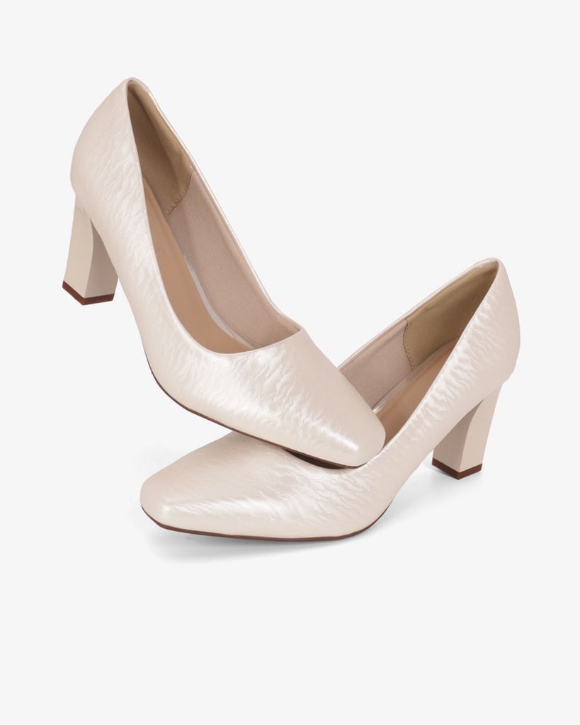 Giày Cao Gót Hạnh Dung Vân Lụa Mũi Vuông HD0668BA