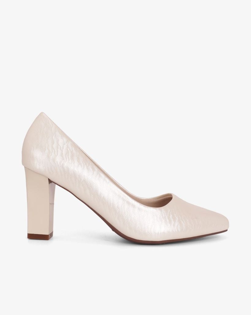 Giày Cao Gót Hạnh Dung Vân Lụa Mũi Vuông HD0668BA