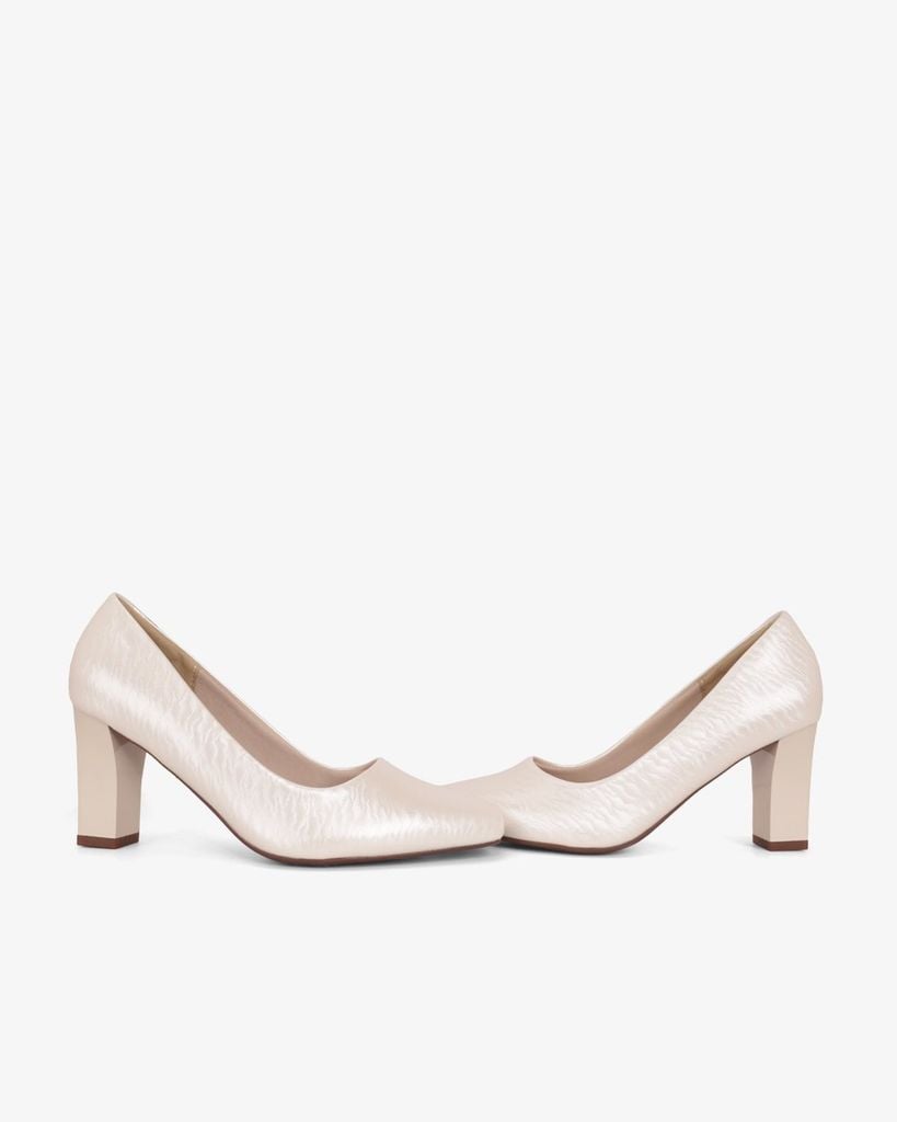 Giày Cao Gót Hạnh Dung Vân Lụa Mũi Vuông HD0668BA