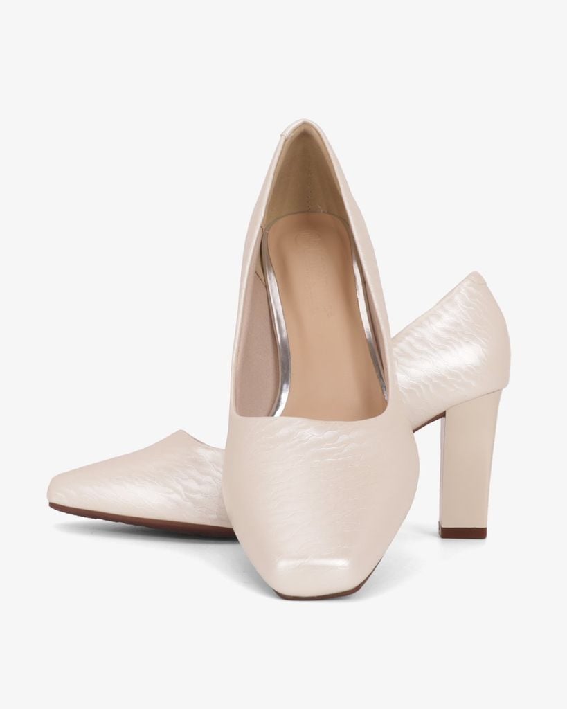 Giày Cao Gót Hạnh Dung Vân Lụa Mũi Vuông HD0668BA