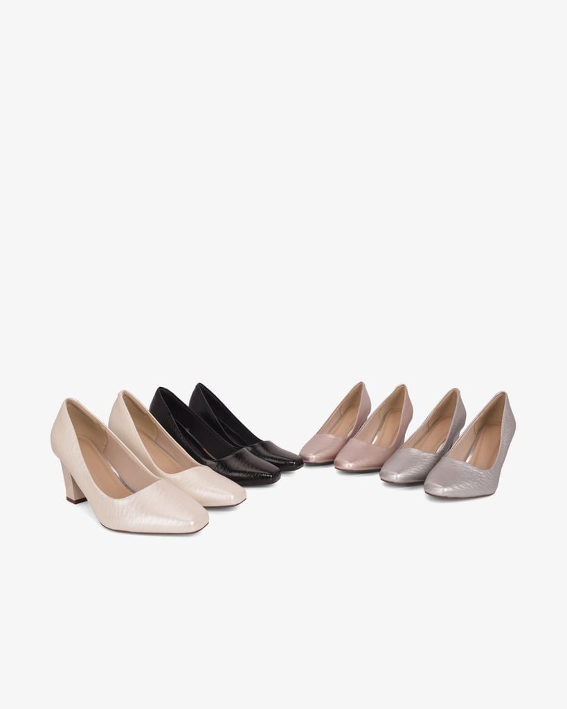 Giày Cao Gót Hạnh Dung Vân Lụa Mũi Vuông HD0668BA