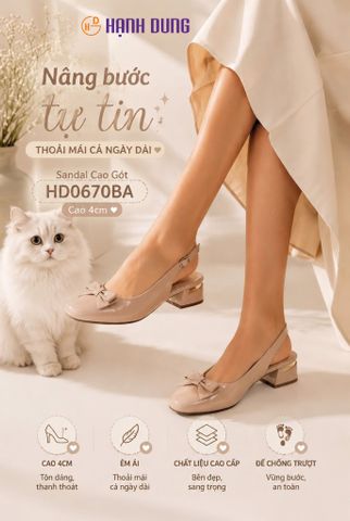Giày Sandal Cao Gót Hạnh Dung Khóa Nơ HD0670BA