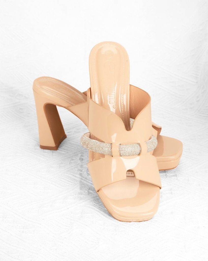 Dép Cao Gót Hạnh Dung Gót Trụ Bản Phối HD0903AS