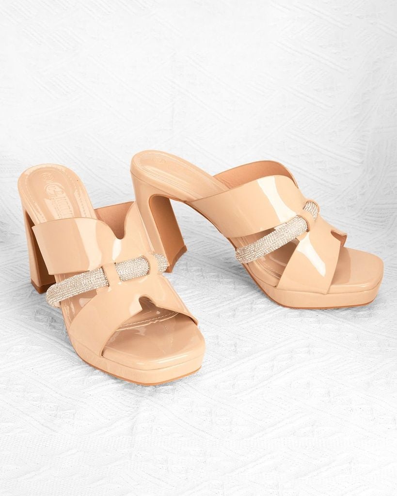 Dép Cao Gót Hạnh Dung Gót Trụ Bản Phối HD0903AS